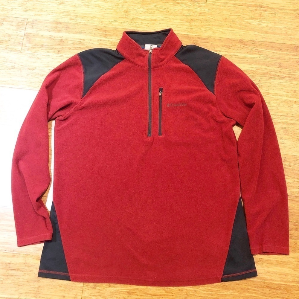 Columbia red quarter zip fleece pullover jacket. L